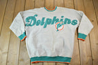 Vintage 1990s Miami Dolphins Rare NFL Crewneck Sweatshirt / Made In USA / Football / Sportswear / Americana