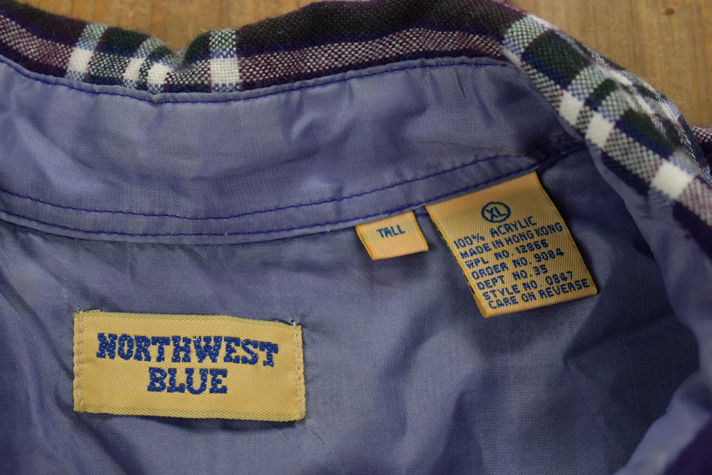 Vintage 1990s Northwest Blue Plaid Flannel Button Up Shirt - XL