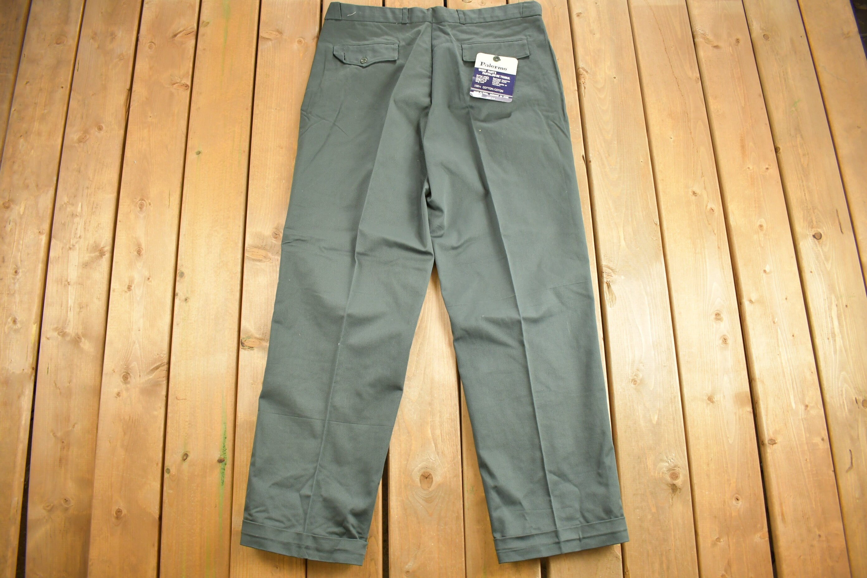 Vintage 1990s Grey Palermo Work Pants Trousers Size 33 x 30