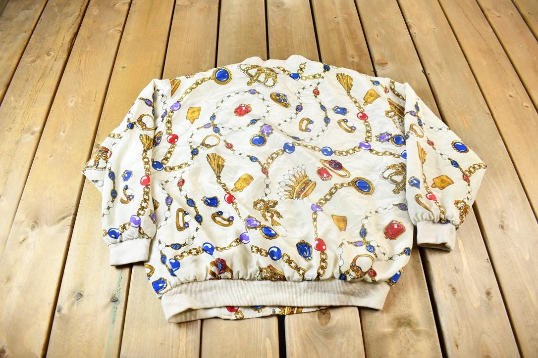 Vintage 1990s Chain Necklace All Over Print Windbreaker Jacket