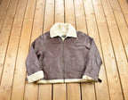 Vintage 1980s Alaska Brussels Leather Sherpa Lined Jacket