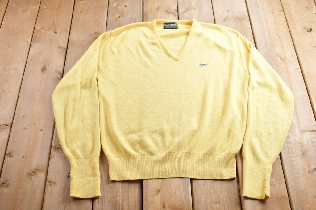 Vintage 1990s Challenger Acrylic Knitted V Neck Sweater