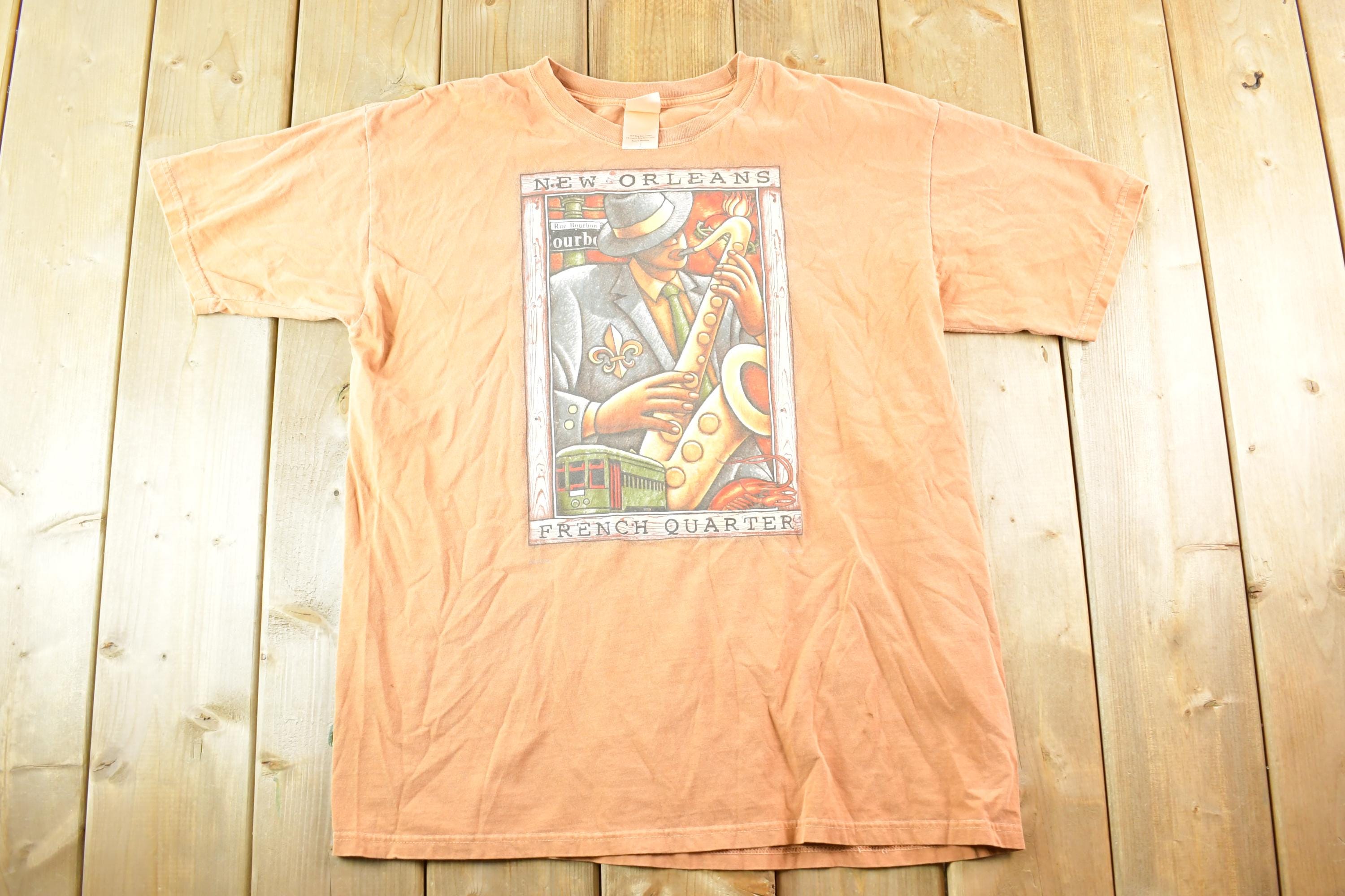 Vintage 1990s New Orleans French Quarter Souvenir Jazz T-Shirt Mens L