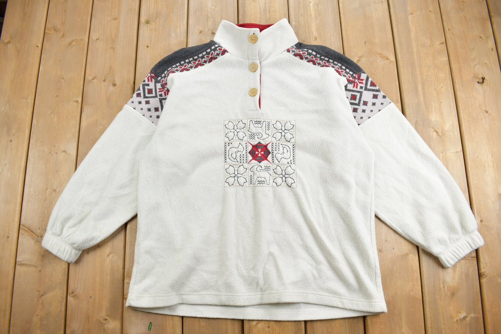 Vintage 1990s Fleece Button Up Sweater