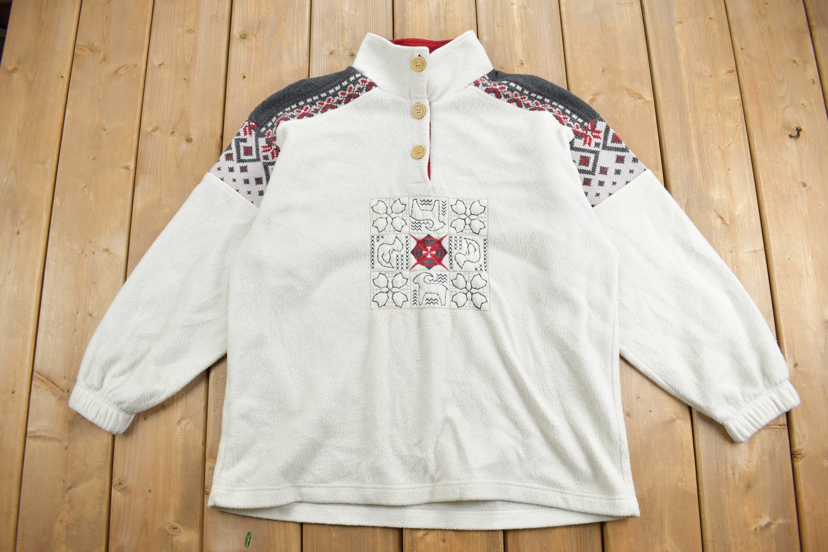 Vintage 1990s Fleece Button Up Sweater