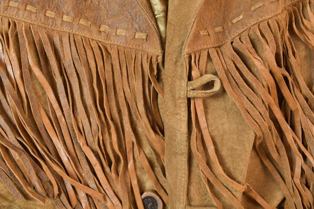 Vintage 1970s Scully Western Leather Fringed Cowboy Jacket Made In USA