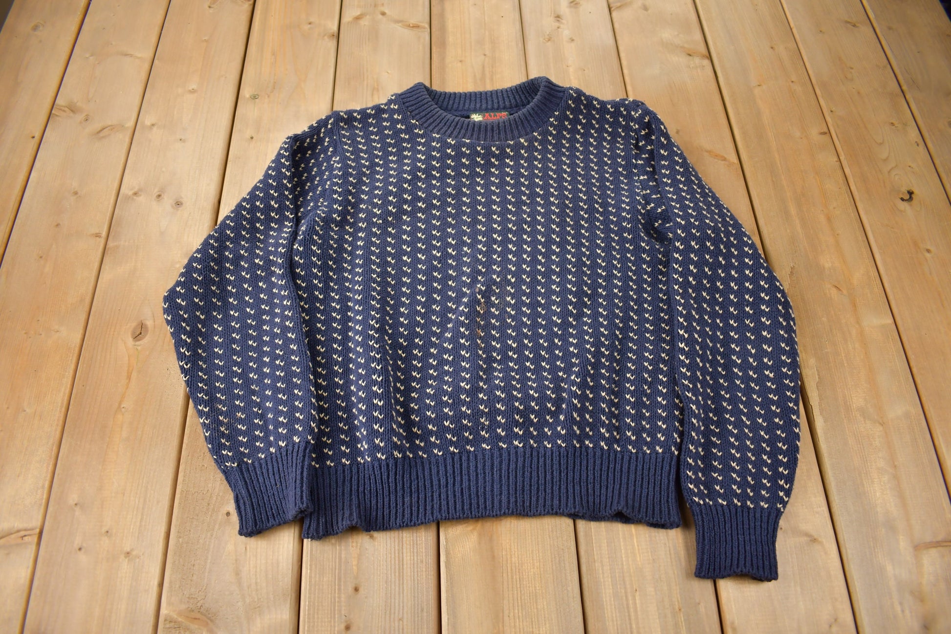 Vintage 1990s Alps Knit Crewneck Sweater /