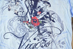Women Vintage Vigoss Y2K Roses T-Shirt / Vigoss Grunge Skull Print / Contrast Stitch / Internet Famous Clothing / Over Dyed / Y2K Bedazzled