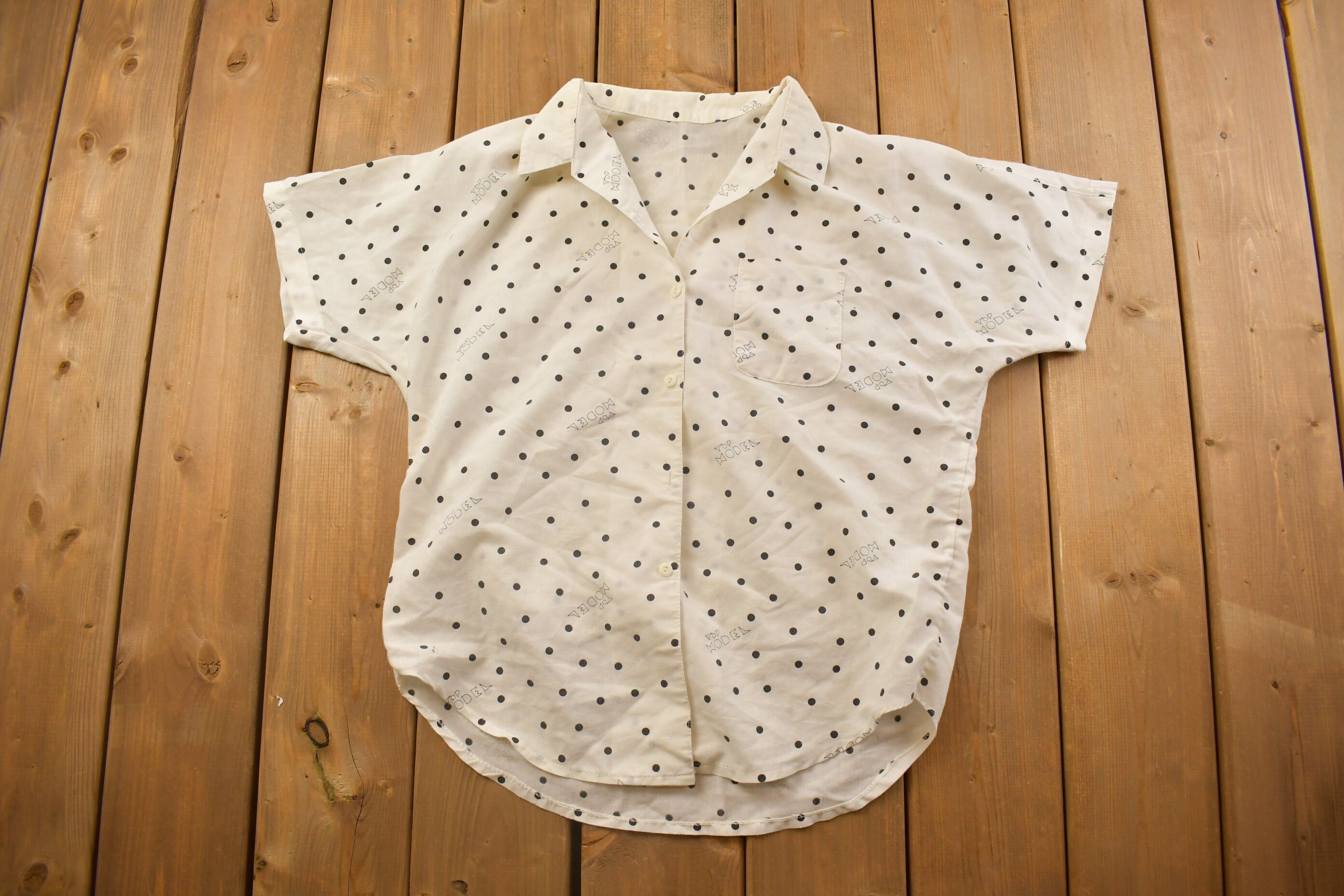 Vintage 1990s Polka Dot Button Up Shirt