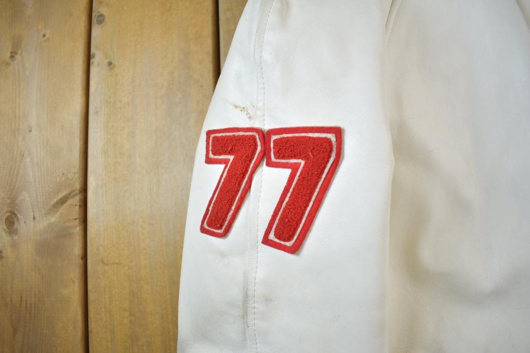Vintage 1977 A&S Raiders Leather Varsity Jacket Made In Canada Size 44