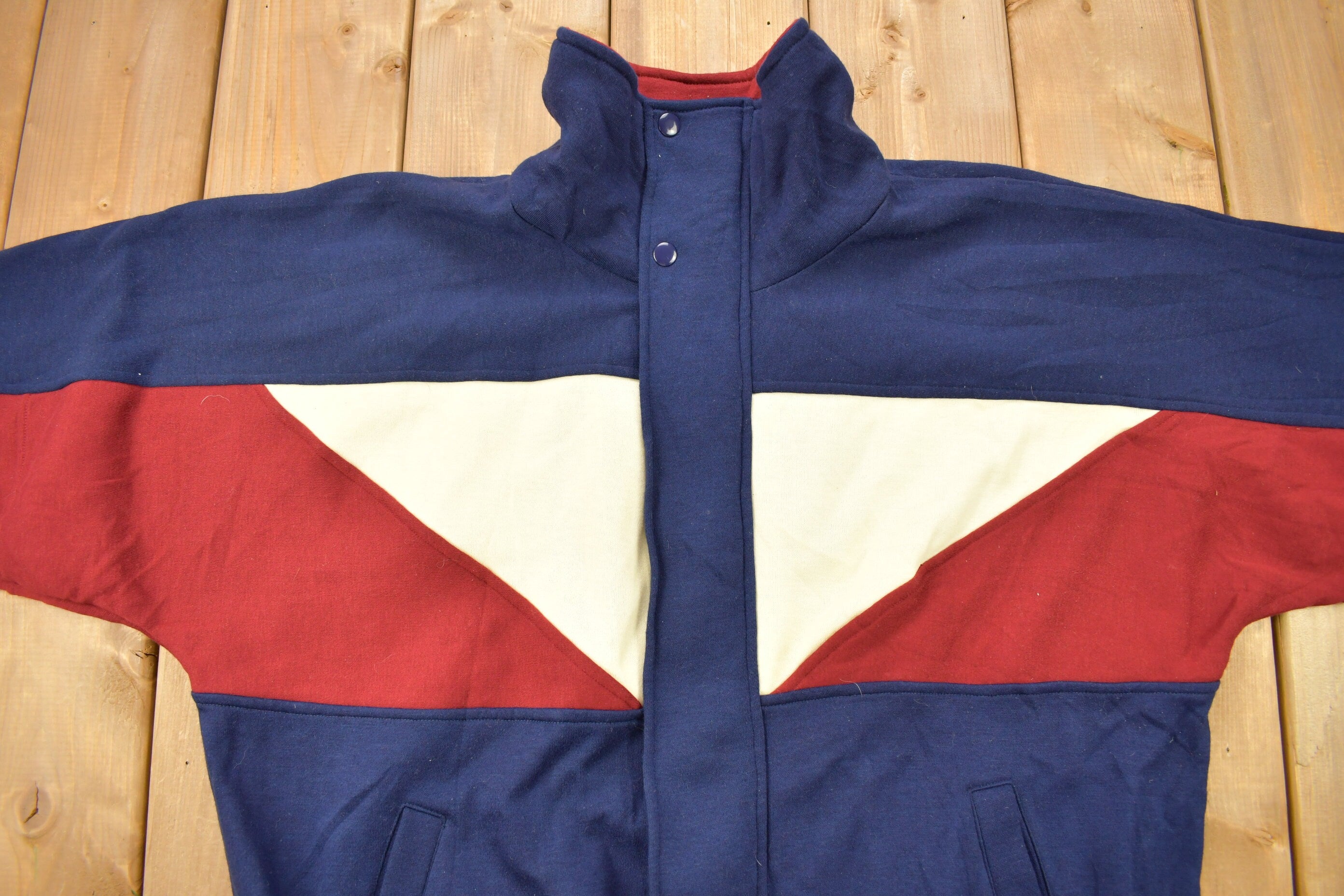 Vintage 1980s Habband Color Block Zip Up Sweatshirt