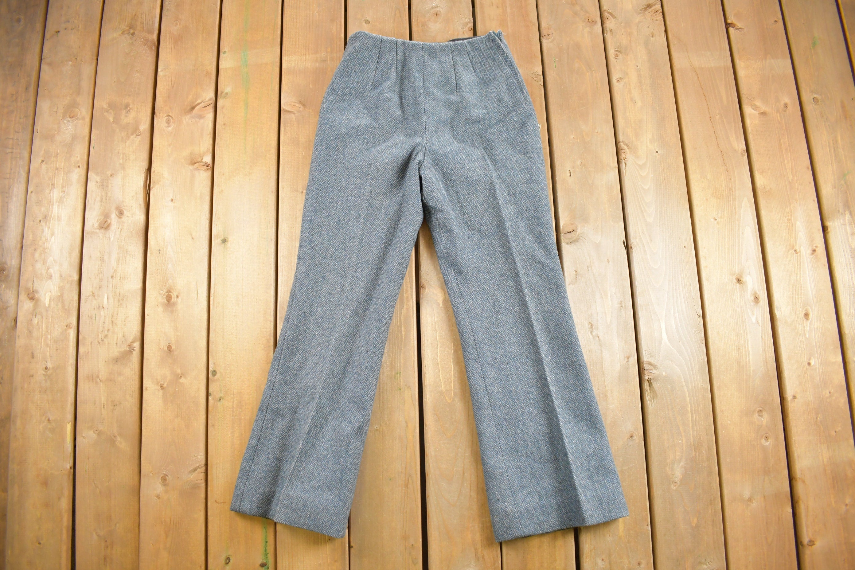 Vintage 1970s Flared Houndstooth Pants Size 28 x 28