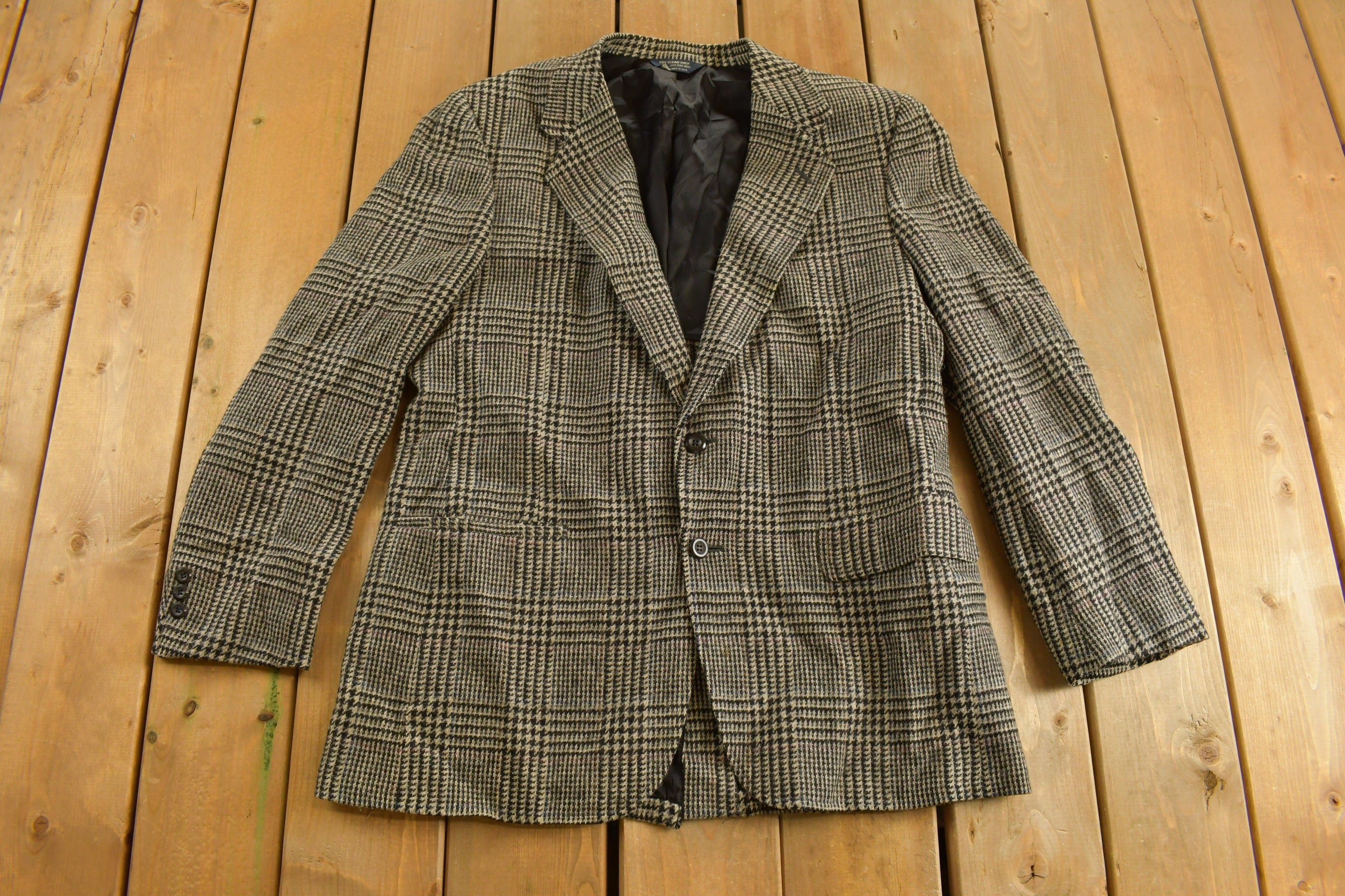 Vintage 1990s Wool Blazer Plaid Jacket