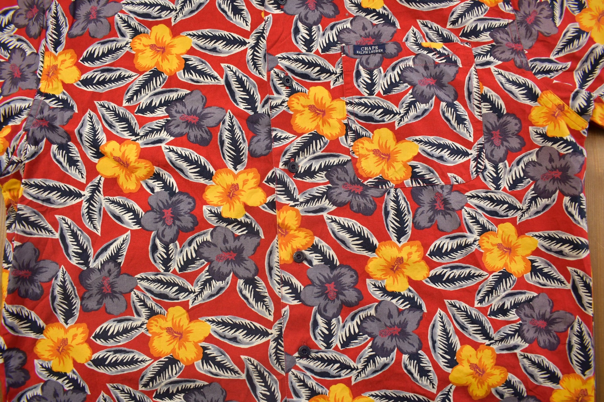 Vintage 1990s Chaps Ralph Lauren Floral All Over Print Button Up Shirt Black Label