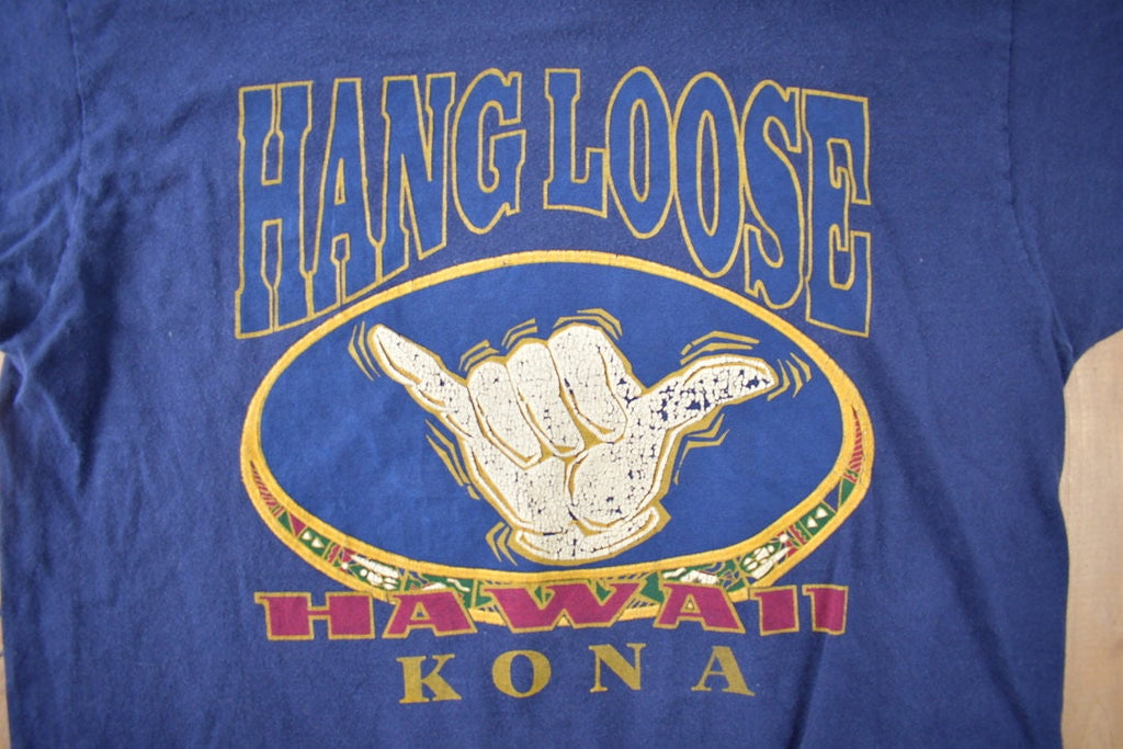 Vintage 1990s Hang Loose Hawaii Souvenir T Shirt Made In USA Size L