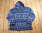 Vintage 1990s True American Classic Fleece Hooded Quarter Zip Sweater