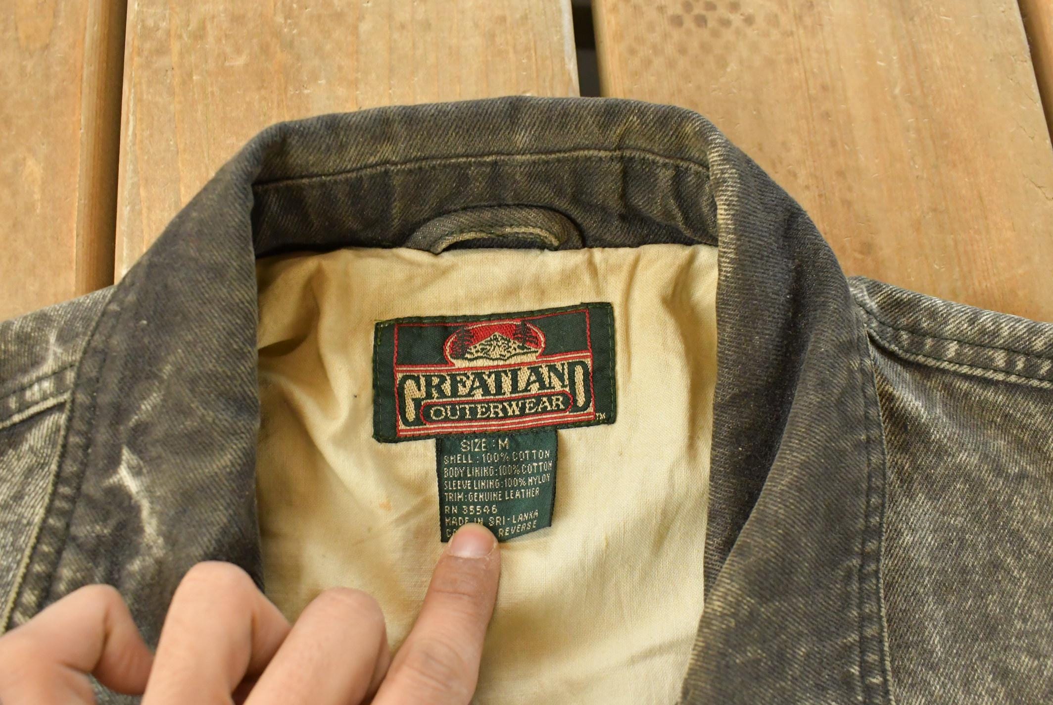 Vintage 1990s Greatland Acid Wash Denim Jacket Men's Medium