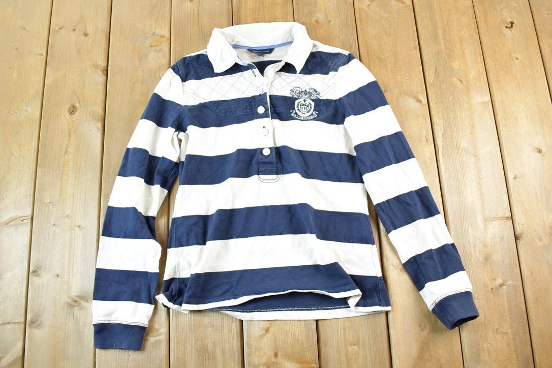 Vintage 1990s Tommy Hilfiger Striped Yachting Button Up Shirt Womens L