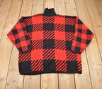Vintage 1980s Traffic Jam Buffalo Plaid Turtle Neck Sweater
