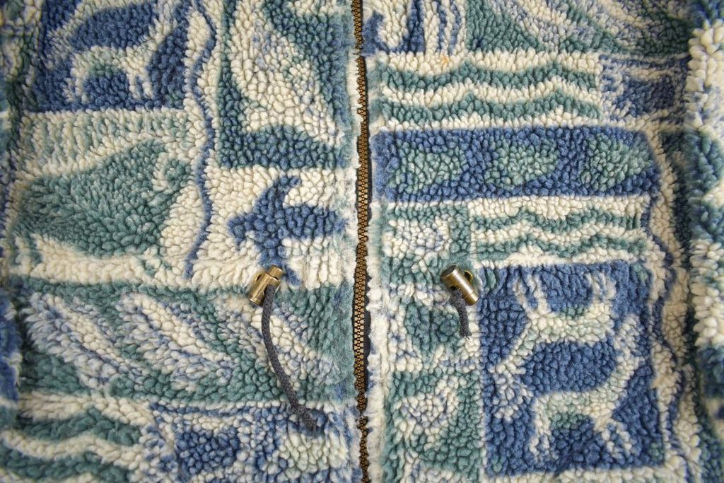 Vintage 1990s Coastlines Fashion For Canada Abstract Pattern Fleece Sweater