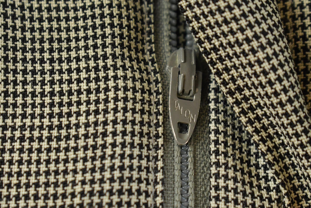 Vintage 1980s Pierre Cardin Houndstooth Pleated Wool Trousers Size 39 x 28.5