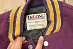Vintage 1990s DeLong Collegiate Wool Leather Varsity Jacket Men's Large / 90s Wool Coat / Letterman Jacket / Made In USA