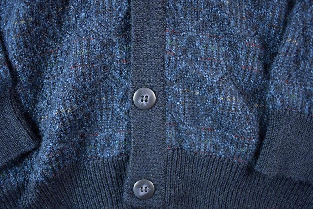 Vintage 90s Towncraft Cardigan: Embroidered Patchwork Knit, Mens M