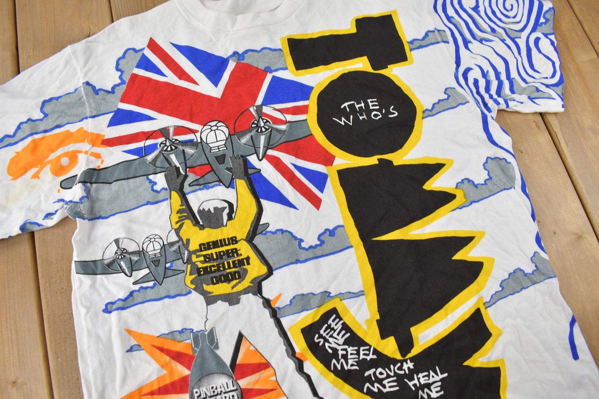 Vintage 1995 The Who Tommy Pinball Wizard AOP Graphic Single Stitch Band Tee Made in Canada