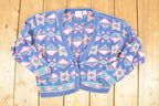 Vintage 1990s Nuovo Abstract Knit Cardigan Sweater Women's M