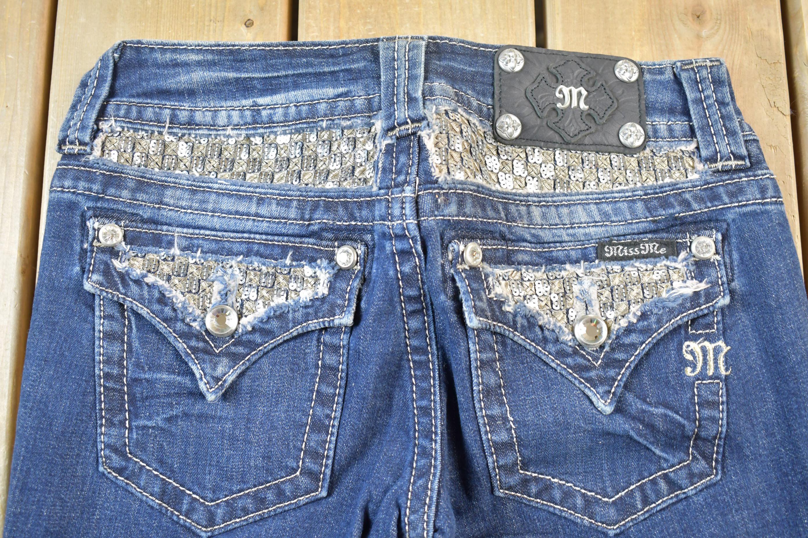 Vintage Y2K Miss Me Bedazzled Low Rise Jeans Size 26x32