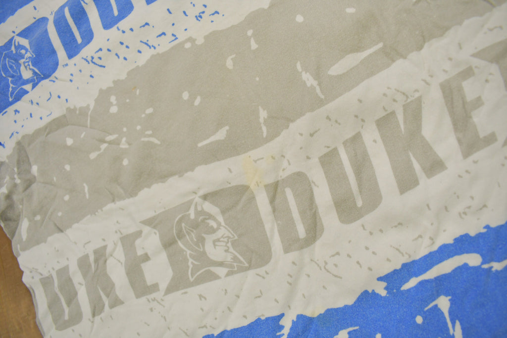 Vintage 1990s Duke University Blue Devils Collegiate T-Shirt  All Over Print  NCAA Tee  Single Stitch  Sportswear  Made In USA