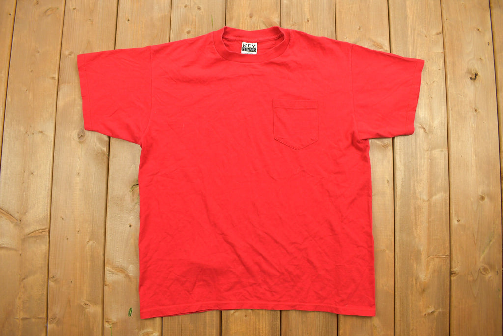 Vintage 1990s Key Elements Blank Red Pocket T Shirt