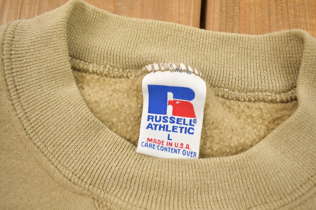 Vintage 1990s Beige Russell Athletics Blank Crewneck Sweatshirt