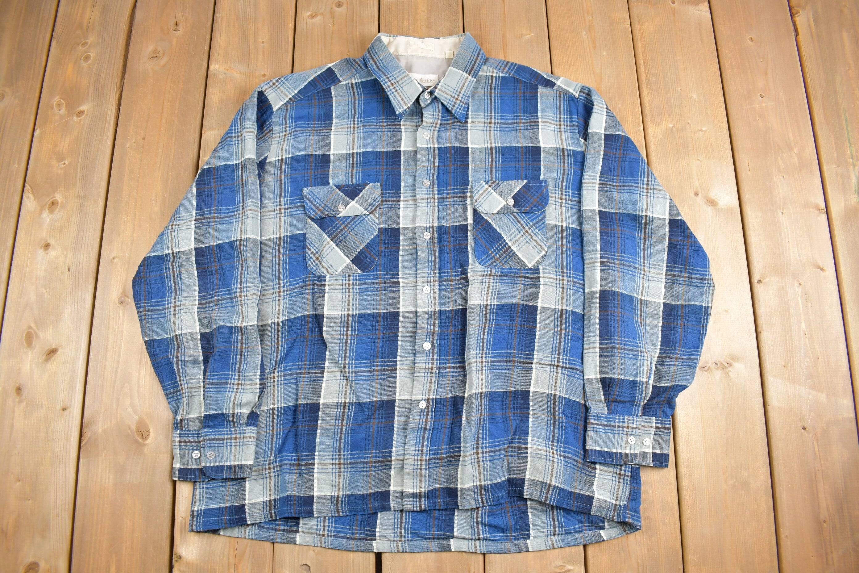 Vintage 1980s Back Packer Shadow Plaid Button Up Shirt