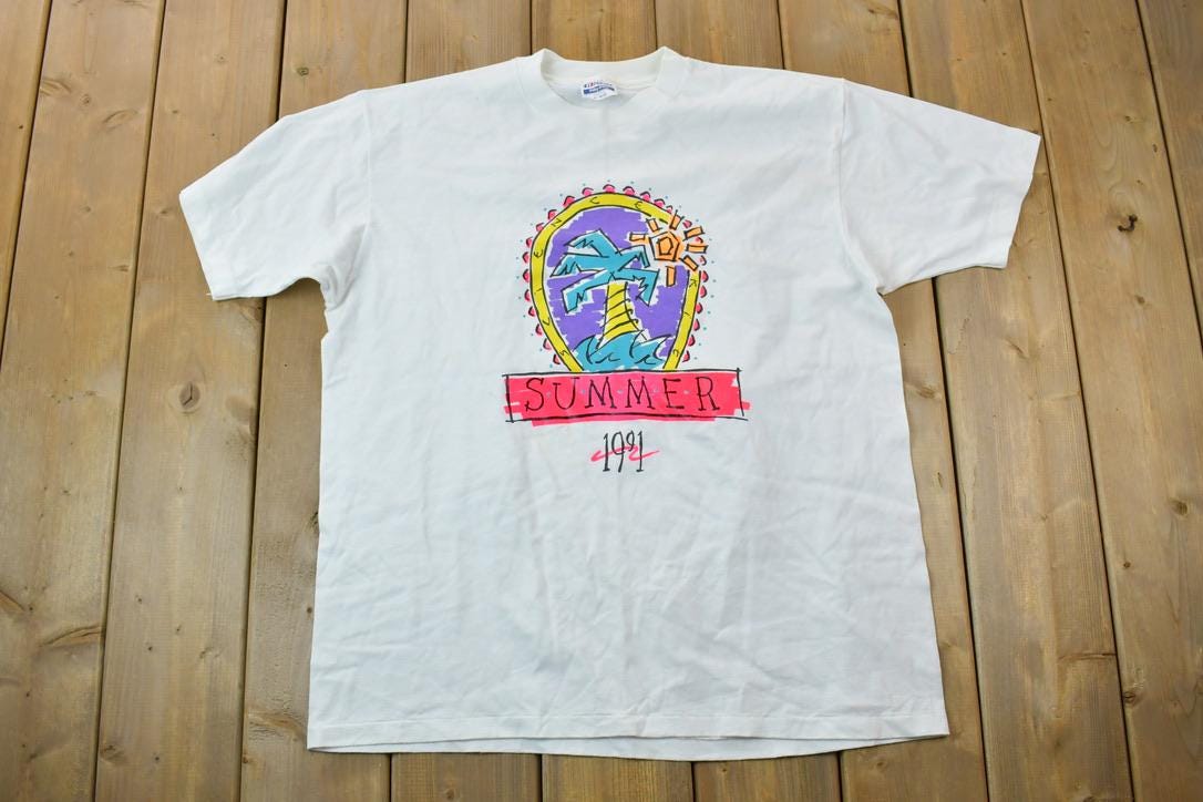 Vintage 1991 Summer Palm Trees Souvenir T-Shirt