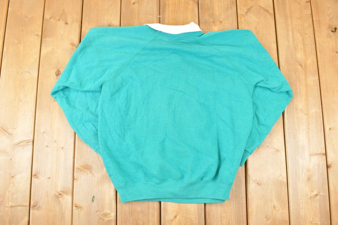 Vintage 1990s Morning Sun Hummingbird Graphic Print Collared Sweatshirt Women's L / Made In USA / 90's Destination Sweater