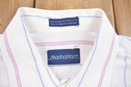 Vintage 1980s Manhattan Button Up Dress Shirt  Made in  Abstract Pattern  Casual Shirt  Formal Shirt