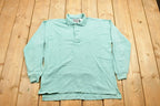 Vintage 1990s Hard Ware Turquoise Blank Heavy Quarter-button Sweatshirt