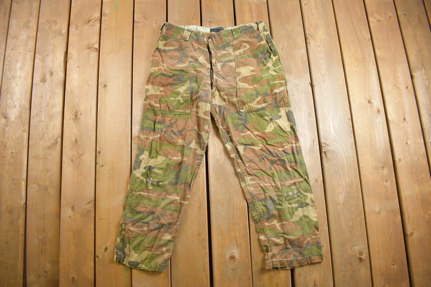 Vintage 1970s Lee Woodland Camo Hunting Pants Size 33 - 35 x 26 / Hunting Pant's / Vintage Cargos / Hunting / Fishing / True Vintage