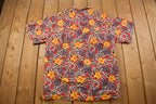 Vintage 1990s Chaps Ralph Lauren Floral All Over Print Button Up Shirt Black Label
