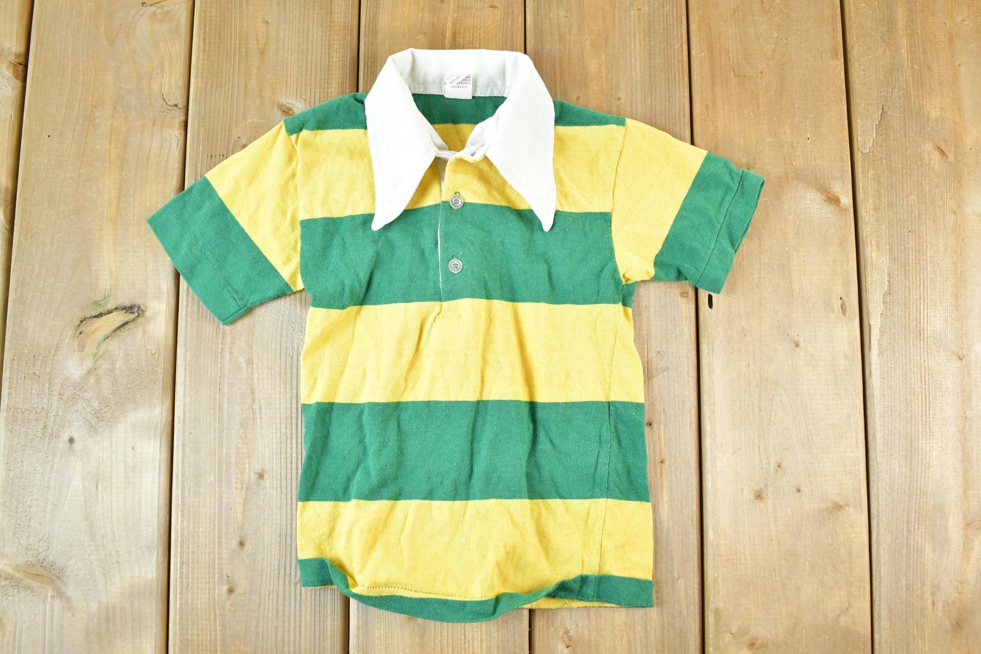 Vintage 1980s Donmoor Striped Button Up Polo Shirt Youth Small