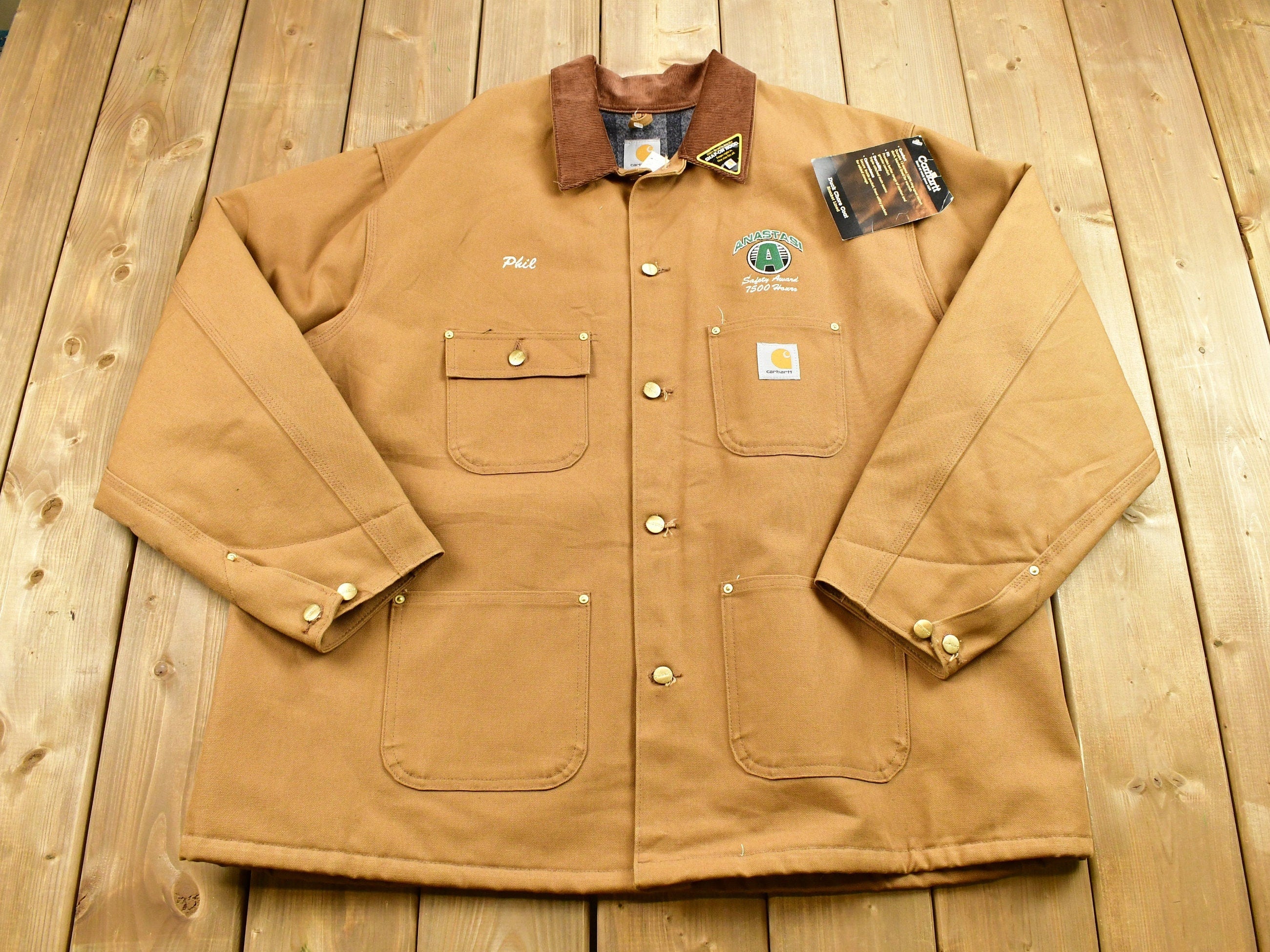Vintage 1990s Deadstock Carhartt Blanket Lined Duck Chore Coat Brand New With Tags