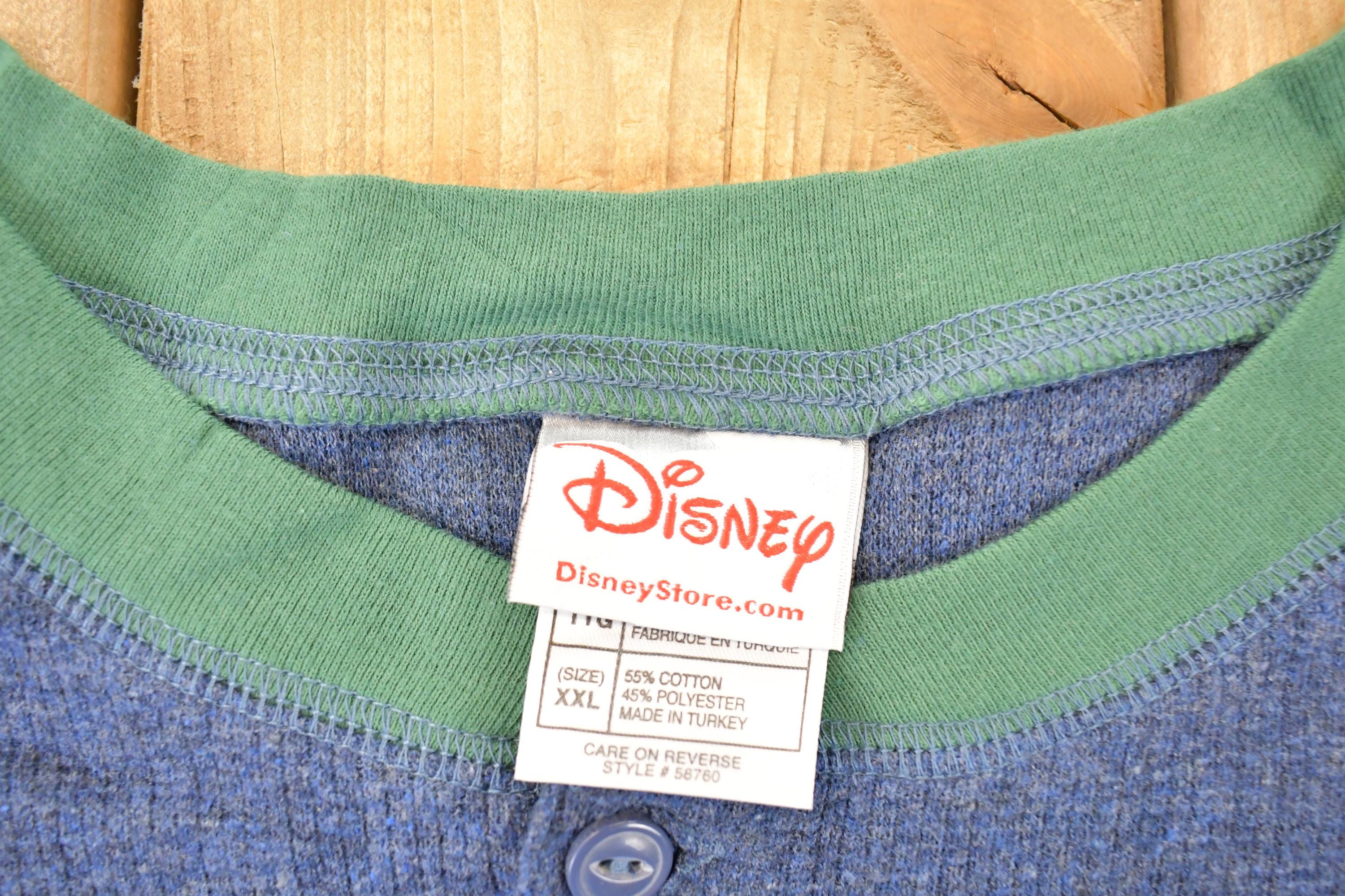 Vintage Y2K Disney Embroidered Goofy Quarter Button Thermal Crewneck Sweater Men's XXL