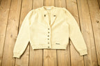 Vintage 1980s 100% Wool Sigi Schieber Knit Cardigan Sweater