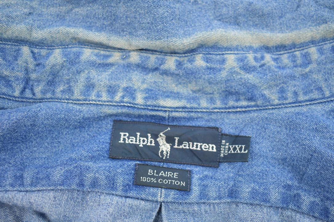Vintage 1990s Polo Ralph Lauren Small Pony Denim Button Up Shirt