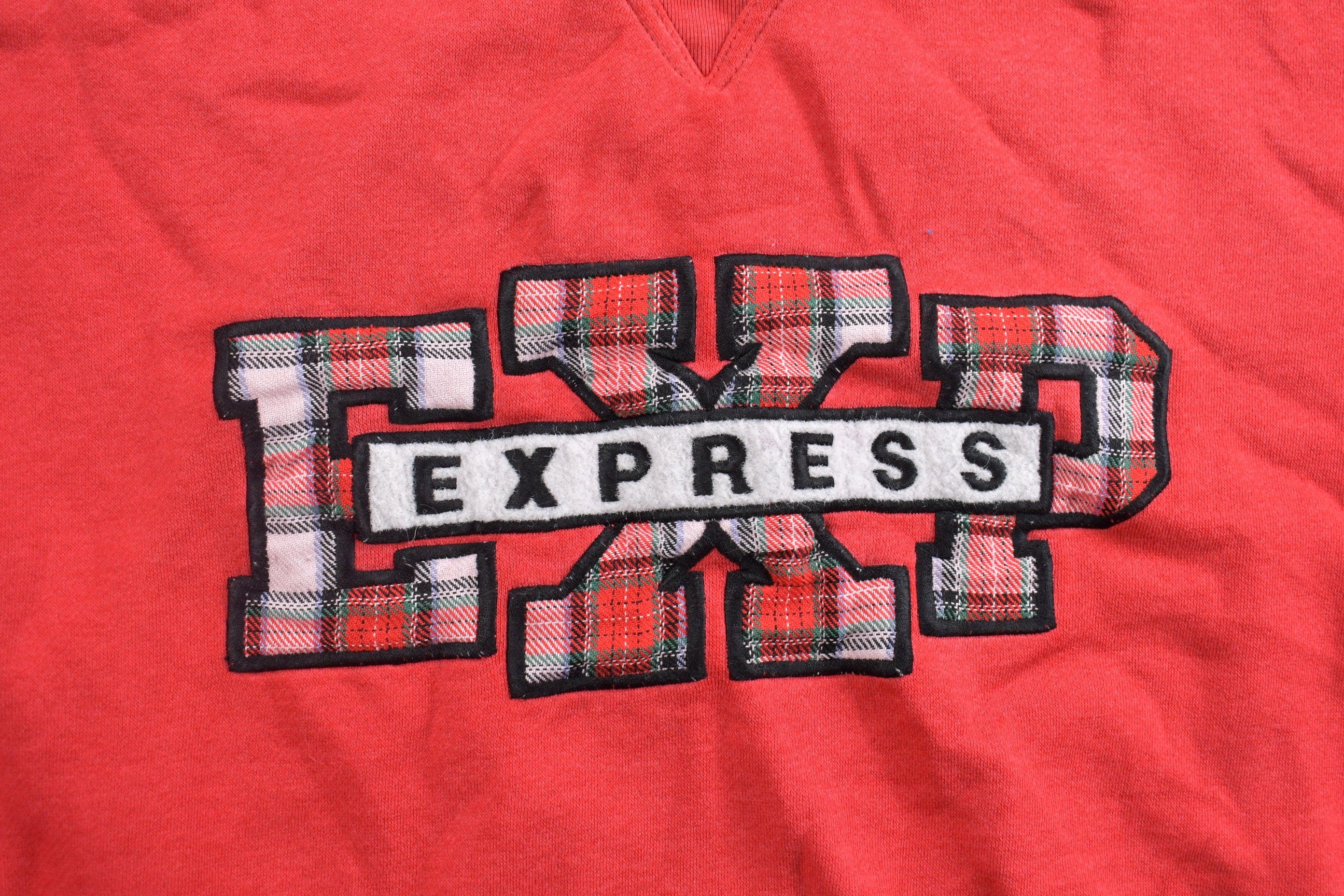 Vintage 1990s Express Plaid Graphic Crewneck Sweatshirt