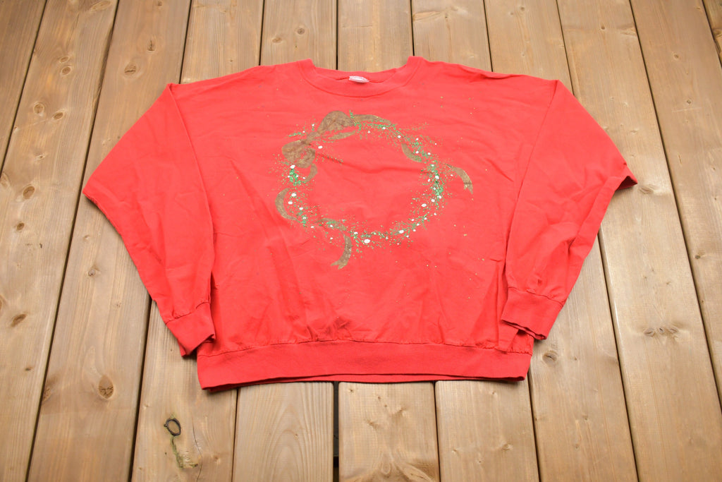Vintage 1990s Christmas Wreath Crewneck Sweatshirt