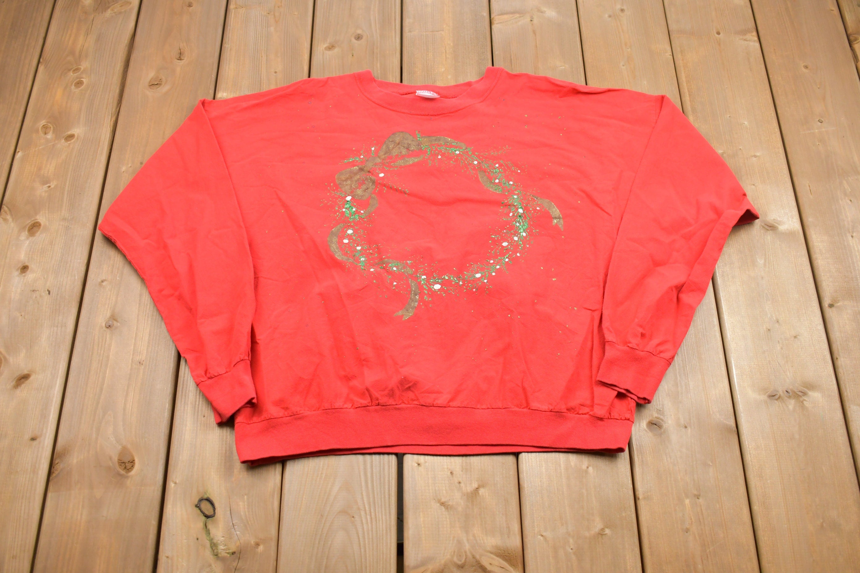 Vintage 1990s Christmas Wreath Crewneck Sweatshirt