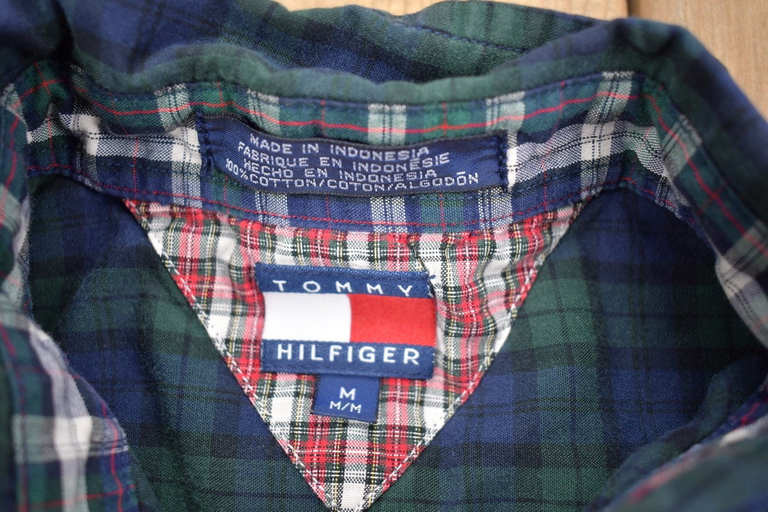 Vintage 1990s Tommy Hilfiger Plaid Short Sleeve Button Up Shirt