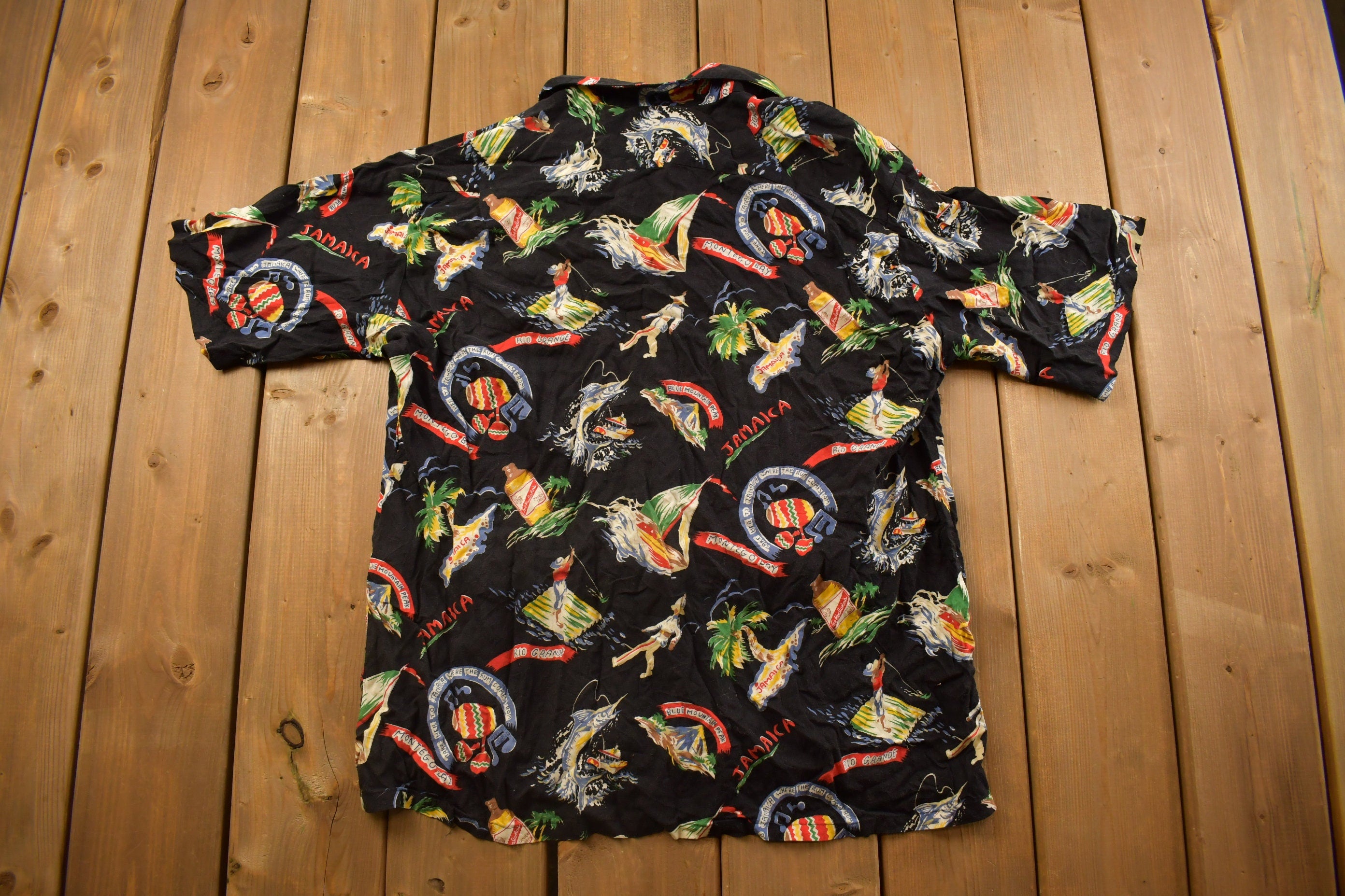 Vintage 1990s Travel Jamaica Button Up Shirt  90s Streetwear Fashion  Vacation  Travel & Tourism  Vintage Button Up  All Over Print